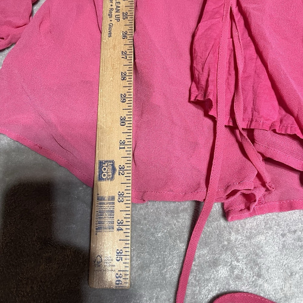 Urban Outfitters Wrap Dress Womens Large Pink Chiffon Romantic Long Sleeve Fairy - Picture 4 of 7